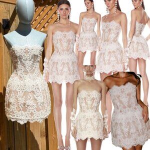 🆕 BRONX & BANCO 🧿 NWOT Maraya Blanc Lace Mini Dress, Sz XS US 2
